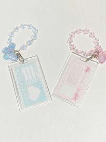 Y2K Crystal Butterfly Chain Acrylic Photo Card Holder - Transparent Acrylic Hard Card Holder, Can Safely Store Multiple Cards, Butterfly Shaped Keychain, Suitable For Small Cards, Multifunctional Design To Hold Transit Cards, Student IDs, Metro Cards, Portable And Hanging, Card Holder Wallet, Business Card Holder, Credit Card Holder, ID Card Holder, Women Card Pouch - Multicolor - View 17
