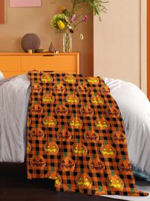 1 件南瓜风格图案毛毯，万圣节毛毯，柔软温暖的毛绒盖毯，适用于家居装饰、客厅、沙发、午睡、休闲椅和卧室、秋季装饰、秋季装饰、房间装饰