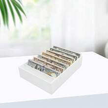Modular Money Display Tray -  Acrylic Compartmentalized Cash Box For Bills & Vouchers (Point-Of- & Home Budgeting) - White - View 3