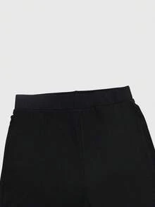 休闲罗纹设计喇叭裤，秋季新品，裤子，喇叭裤 - 黑色 - 查看 9