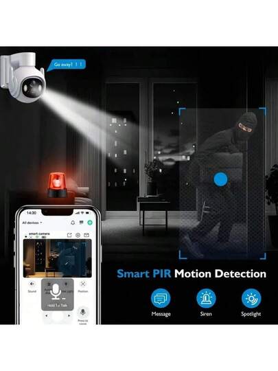 3MP 360° Panoramic View Solar Powered Security Camera, 2.4G/5G WiFi, Outdoor PTZ Auto Tracking, AI Face Detection, 24/7 Recording, Motion Sensor, Siren, Two Way Audio, Remote Monitoring, HD Video, Easy Installation, Home Security, Mobile App view 6