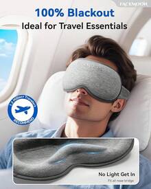 Weighted Eye Mask For Sleeping - Blackout Sleep Mask For Women Men, FACEMOON Lash Extension Eye Covers, Memory Foam, 3D Contoured, Airplane Travel Essentials, Blindfold For Meditation(Gray) - Xám - Xem 8