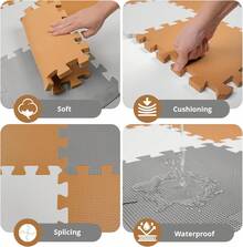 16 Tiles Baby Play Mat For Floor, EVA Foam Baby Floor Play Mat With 0.6 Inch Thick Interlocking Foam Tiles, Foam Floor Tiles For Baby, Toddlers And Kids - White Grey Coffee - View 5