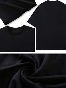 Skull Print T-Shirt For Men, Summer New Pure Cotton T-Shirt, Comfortable And Breathable, Fashionable Street Wear Y2k Style T-Shirt Funny,Graphic T Shirt,Cotton T Shirt ,Vintage Cotton Shirts,Halloween,Gift Back To School Season - 黑色 - 查看 3