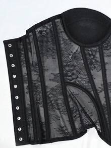 Loungeista 1 chiếc áo ngực bustier lưới thời trang thanh lịch có cúp cho mùa hè - màu đen - Xem 4