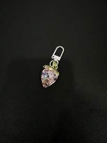 1 pieza Collar largo con colgante de fresa, cordón colgante de teléfono con doble hebilla brillante para mujeres, minimalista y de moda, anti-pérdida y anti-caída, viene con almohadilla