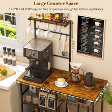 Baker's Rack For Kitchen With Storage, Microwave Stand With Adjustable Shelves And 10 S Hooks, 6-Tier Coffee Bar Station, Kitchen Shelves For Spices, Pots, Rustic Brown,10600244 - Chocolate Brown - View 7