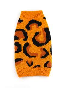 Winter New Leopard & Zebra Print Pet Sweater, Knitted Outfit For Small/Medium Dogs & Cats