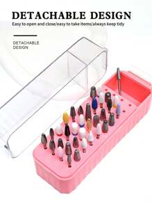 40孔镜面美甲钻头收纳盒，新款多色美甲钻头整理盒，带透明盖，桌面美甲钻头展示收纳盒 - 彩色 - 查看 3