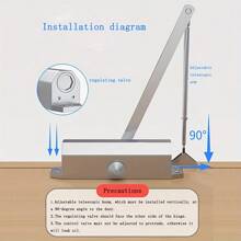 1pc Automatic Door Closer, With Easy Installation Instructions, Home Use 3-Level Spring Hydraulic Self-Closing Door Closer - Silver Aluminum - Multicolor - View 9