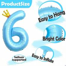 Frozen 4th Birthday Party Decorations Balloon 40"  4 Balloon With Crown SnowFlake Foil Mylar Balloons For Princess Anna  Frozen Theme Birthday Supplies Birthday Decorations Party Favors#SSHOAEAWE - Màu xanh lam - Xem 3