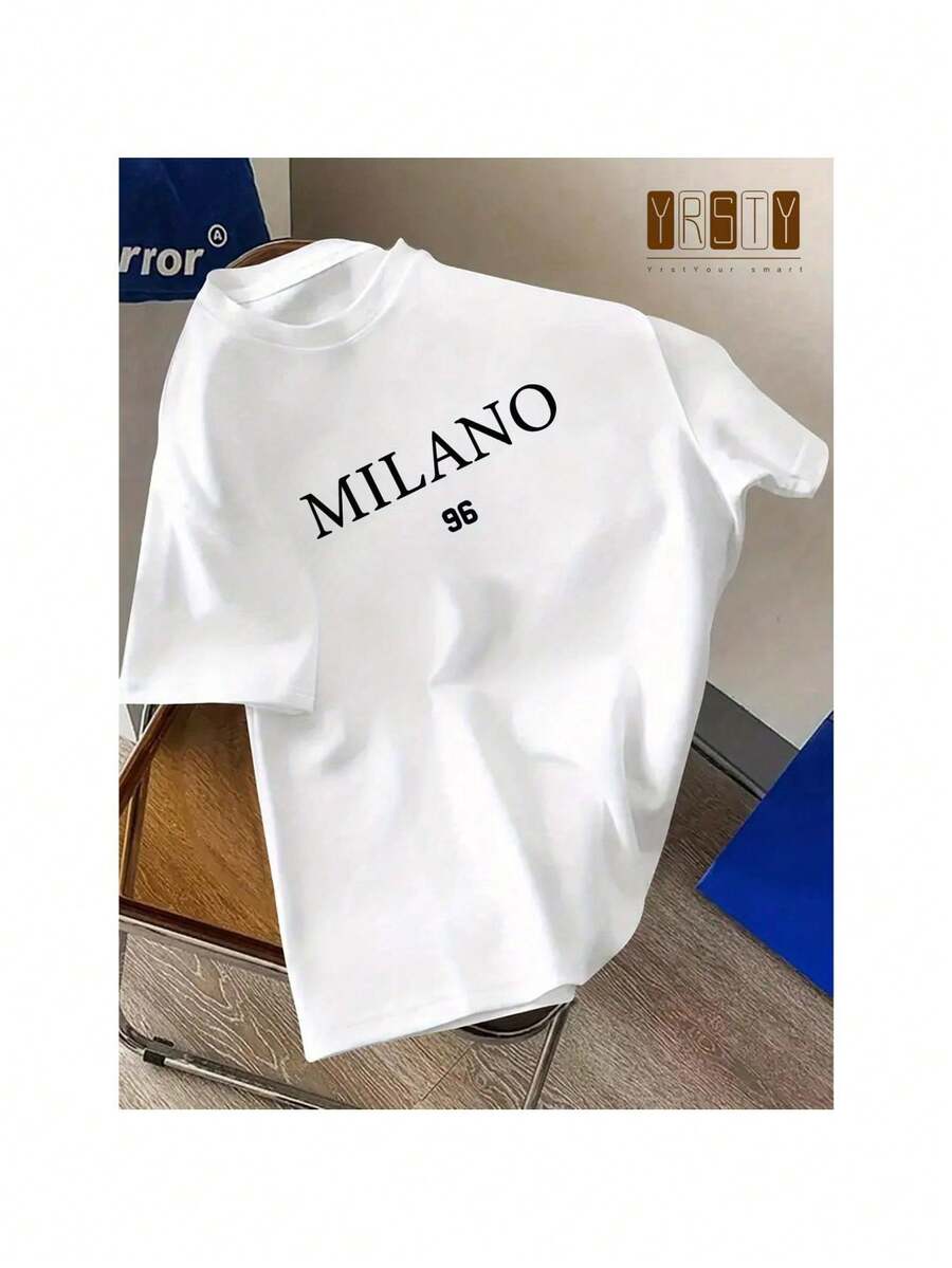 MILANO Men's Comfy 96 Print Crew Neck Short Sleeve T-Shirt - Casual Tops For Daily Wear - Men's Fashion & Summer Rock Shirts Tshirts Graphic; Gift - 白色 - 查看 1