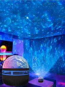 星空投影 LED 灯，带遥控器的多色图案，星星、月亮和浪漫的星空氛围，水晶立方体 LED 投影灯，床头灯和睡眠灯，银河星空投影仪，卧室夜灯投影仪