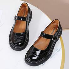 Mary Jane For Women Gothic Oxford Shoes - Flat Shoes, Ankle Tied, Round Toe For Casual Dresses, Work, And Campus - 鏡面黑色 - 查看 5