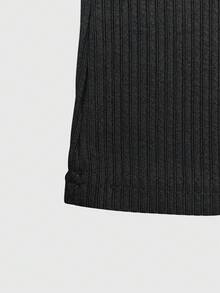 休闲罗纹设计喇叭裤，秋季新品，裤子，喇叭裤 - 黑色 - 查看 7