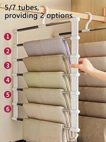 1 pieza Estante multiusos para pantalones - Organizador de armario ahorra espacio, antideslizante para corbatas, bufandas, vaqueros, pantalones, con estructura multinivel resistente, adecuado para todas las estaciones. (Este producto requiere autoensamblaje. Fácil instalación y uso.) - Blanco - Ver 2