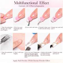 Mtssii 8ml Clear Non Stick Hand Extension Gel Nail Polish For 3D Shaping Nail Art Solid Milky Jelly Hard Gel For Fake Nail Carving Flower Nail Art Acrylic Gel Varnish Solid Builder Gel Easy To Operate Manicure For Home And Slaon - 粉色 - 查看 11