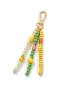 1pc Fashionable Exquisite Multi-Color Bead Keychain Bag Decoration. Plated With 18K Gold, Suitable For Daily DIY Decoration.