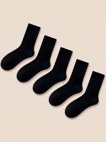 1/5/10 Pairs Women's Simple Basic Black Maternity Socks, Ins Style European And American Casual Daily Wear