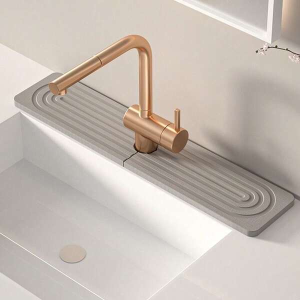 1PC Faucet Absorbent Mat Diatomite Stone Kitchen Sink Splash Guard Drain Pad Water Splash Catcher Mats Countertop Protector Kitchen Gadgets