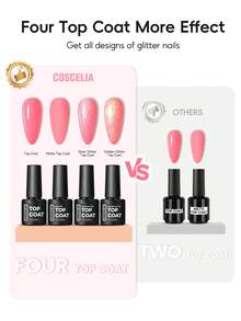 60PCS Gel Nail Polish Kit Glitter Green Pink Gel Polish Kit 5pcs Base Top Coat & Silver Golden Glitter Top Coat Set For Women 55 Colors Gel Polish Set Manicure Salon Gift Nail Art DIY Kit - Sweet Desires - 查看 8