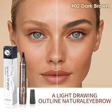 Eyebrow Pencil Makeup Kit, Eyebrow Pomade, Eyebrow Brush, Brow Pencil Kit For Natural Eyebrows - Dark Brow,Tips Eyebrow Pencil, Natural 3D Eyebrow Effect, Creates Natural Eyebrow Makeup, Waterproof, Sweat-Proof, Smudging-Proof And Long-Lasting, Easy Draw For Clear Eyebrows, Nice Gifts For Women,Cheap,Valentine's Day,Cheap Items,Travel,Travel Essential,Room Decor,Valentine's Gift,Cheap Stuff,Room,1 Dollar Items,Vacation Essentials,Gifts For Women,Bedroom,Valentine,99 Cent - Dark Brown 1 PC - View 3