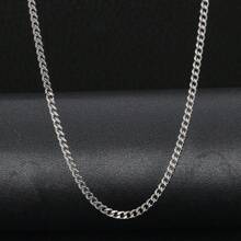 1 Pc Women Men Minimalist Chain Necklace For Daily Decoration - Silver - View 1