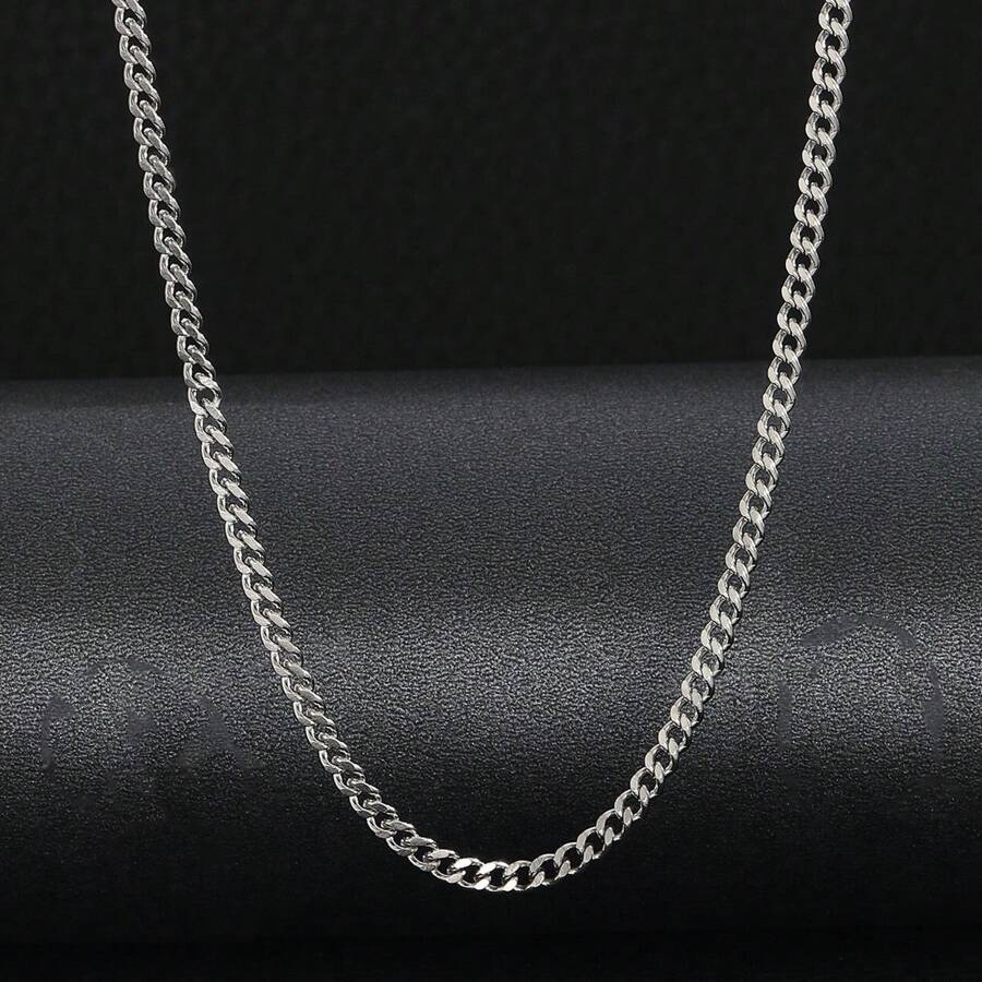1 Pc Women Men Minimalist Chain Necklace For Daily Decoration - Silver - View 1