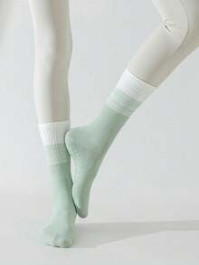 5 Paar Damen Farbverlauf Yoga Pilates Sport Socken, Silikon rutschfeste Tanzsocken, geeignet für Indoor Fitness Aerobic Sport Laufen, elastischer Sportgürtel Griff passend zu Sportbekleidung Yoga Hosen Mittellange Socken - Verschiedenfarbig - Übersicht 6