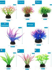 1/5/10 件逼真的人造塑料植物，耐用 PVC 材料假水生植物，适用于室内/室外装饰、鱼缸水族箱装饰、家庭聚会、花园，24 种随机款式 - 彩色 - 查看 4