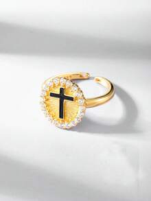 1pc Minimalist European & American Design High-End Personalized Hip-Hop S925 Silver Movable Cross Ring, Unisex For Daily, Date, Street Wear, Halloween Gift - Cross - View 7