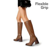 Women's Square Toe Knee High Boots Chunky Heel Side Zipper  Classic Solid Color Fashionable Y2K Party Tall Boots - 棕色 - 查看 11