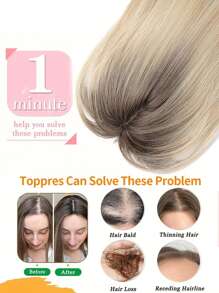 Elegant 22-Inch Blonde Deep Roots Synthetic Wig Top For Women - Straight Hair, Natural Look, Easy Maintenance, Suitable For All