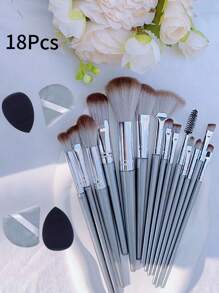Set de 14 piezas de brochas de maquillaje para principiantes Súper suaves, incluye brochas para polvos sueltos, sombras de ojos y colorete. Herramientas de maquillaje perfectas para el día del padre, la playa, el baño o la decoración del dormitorio