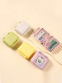 6-Compartment Portable Mini Pill Box, Pink Small Medicine Box Printed With "Medicine" Letter, Can Store 6-Day Medication, Travel Pill Case, 6-Grid Compact Pill Organizer, Daily Vitamin Box, Pocket/Wallet Sized, Letter ID Hanging Storage Box For Earrings, Rings, Jewelry, Household & Travel Essential - Pink - View 8