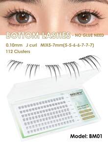 Seedew 112-126 Clusters/Box, Self-Adhesive Lower Lashes, Short Style, 0.08mm/0.10mm, J-Curl, Natural Length, 5mm/6mm/7mm/8mm, Daily Makeup, Eyelash Extension Tools, Eyelash Clusters, Individual Lashes, False Eyelashes - J - View 9