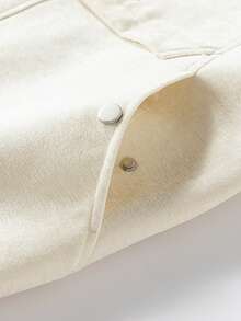 Men Minimalist High-End Beige Utility Jacket, Metal Buttons And Zipper Pockets, Very Stylish, Fall - White - View 7