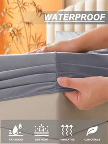 1 tấm ga trải giường chống thấm nước màu trơn, bộ ga trải giường thân thiện với da, vỏ nệm, ga trải giường mềm mại và thoải mái, tấm bảo vệ nệm, khăn trải giường cho phòng ngủ, vỏ nệm cho giấc ngủ thoải mái, phù hợp cho mọi mùa - Xám trung bình - Xem 9