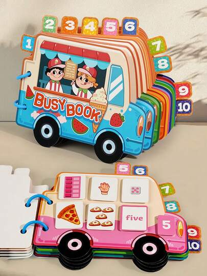 Busy Book For Children Aged 3-5, Preschool Quiet Book, Math Counting Game, Montessori Kindergarten Learning Activity, Suitable For Children Over 3 Years Old, Educational Matching Sensory Travel Toy For Autism