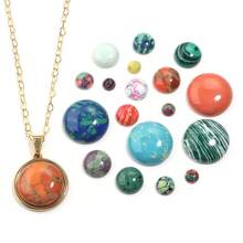 5-10pcs/Pack Round Turquoise Print Gemstone Cabochons, Random Mixed Colors, Fashionable Casual Elegant Vintage Handmade DIY Gemstone Stickers Suitable For Necklace, Ring, Bracelet Crafts, Jewelry Decoration, Inlay Materials