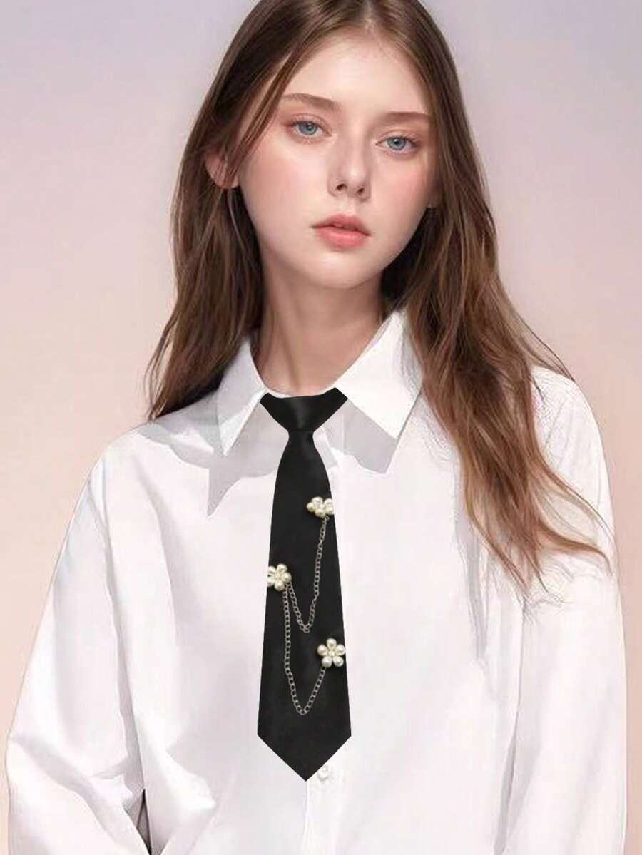 1条纯色休闲涤纶串珠拉链围巾(女士款) - 彩色 - 查看 1
