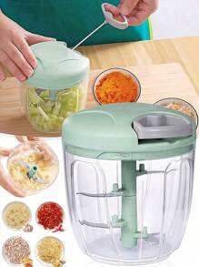 1pc Manual Food Processer, Portable Hand Pull Vegetable Chopper For Garlic, Onion, Veggie, Fruit, Nuts, Herbs, Kitchen Tool