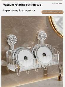 1 Stück wandmontierter Badezimmer-Aufbewahrungskasten ohne Bohren, Saugnapf PET Regal