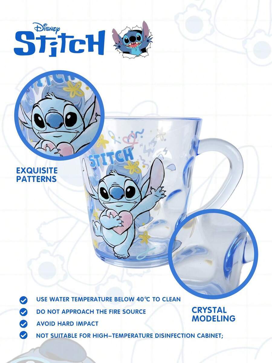 Disney Cốc nước Stitch chính hãng 260ml, chất liệu ABS trong suốt chống vỡ, có thể dùng làm cốc đựng bàn chải đánh răng, cốc súc miệng tại nhà, cốc sữa, cà phê, trà văn phòng, quà tặng sinh nhật, ngày Valentine cho các cặp đôi, lựa chọn trang trí nhà cửa tuyệt vời nhất. - phong cách 1 - Xem 1