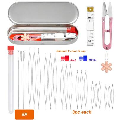 24pcs Beading Needle Set, 6 Sizes, Big Eye Beading Needles, Foldable Beading Needle Set, Suitable For Jewelry Making