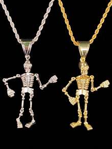 DUBSS 男士骷髅项链吊坠，爪镶镀金嘻哈饰品 - 骷髏 - 查看 6