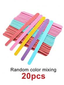20 piezas Tiras de lima de uñas de madera delgadas - Multicolor - Ver 9