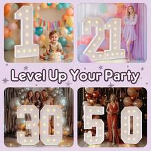 1pc Giant Illuminated Number Balloon Frame, 3D 2.4ft 8in Lighted KT Board, Perfect For Birthday, Anniversary, Graduation, Lighting Letter Party Decor For 1st Birthday - Multicolor - View 4