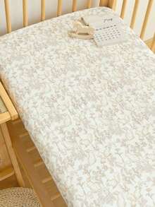 1pc Rabbit, Squirrel & Leaf Pattern Soft Baby Crib Fitted Sheet, Suitable For Boys & Girls Nursery - Multicolor - View 6