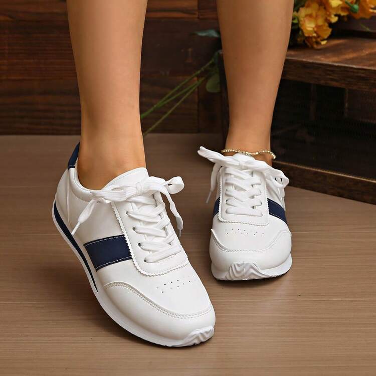 2025 Spring/Summer New Breathable Mesh Slip-On Sneakers For Women, Lightweight Casual Sports Shoes, Versatile White Sneakers - Blue - View 3